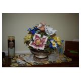 Ceramic Pot W/Flowers & Religious Items