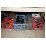 Roller Skates, Hand Weights, & Plastic Bins