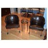 Chairs on Wheels, Side Table, & Decor