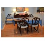 Robert Ervin Dining Table, 4 Leafs, & 8 Chairs