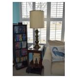 Side Table, Lamp, Cabinet, VHS, & DVD Movies