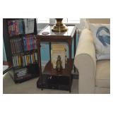 Side Table, Lamp, Cabinet, VHS, & DVD Movies