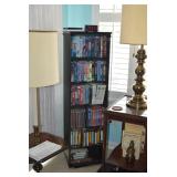 Side Table, Lamp, Cabinet, VHS, & DVD Movies