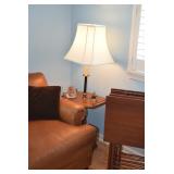Table Lamp, Folding Food Trays, & Leather Sofa