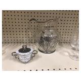 Glass Pitcher & 25th Anniversary Sugar Bowl 