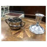 Silver Candlestick Holder & Serving Bowl