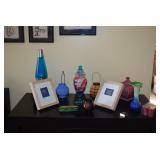 Side Table with Picture Frames and Decor