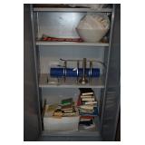 Shelving Unit, Books, & Assorted Items