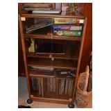 Shelving Unit, Records, VHS Tapes, Games, & Books