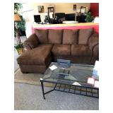 Sofa, Ottoman, Coffee Table, & Decor