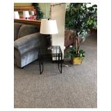 Side Table, Lamp, & Decor