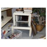 Wicker & Glass Side Tables