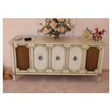 Vintage Console, Silk Floral Centerpiece, Home Decor
