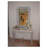Hall Table, Mirror, Candle Holders, Home Decor