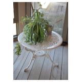 Small Round Patio Side Table, Silk Plant