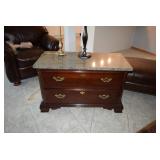 Two Drawer Dresser/Side Table, Lamps