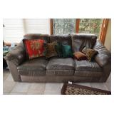 Leather Sofa & Decorator Pillows