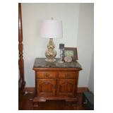 End Table, Lamp, & Decor