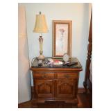 End Table, Lamp, & Decor