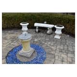 Bench, Plant Stand, & Planters