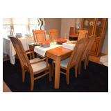Dining Table, 2 Arm Chairs + 4 Others