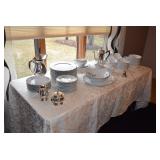 China Set & Silver Coffee Server, & Silver pitcher