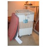White Wicker Laundry Basket & Rug