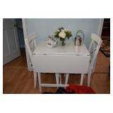 White Drop Leaf Table, Two Chairs, Home Decor
