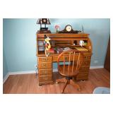 Desk, Office Chair, Lionel Train Lamp, Mantle Clock, Office Supplies, Mickey Mouse Phone