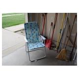 Lawn Chair, Shovels, Brooms
