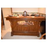 Wood Saloon Bar with Copper Top, Home Decor