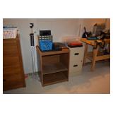 Wooden Work Bench, Two Drawer Filing Cabinet