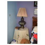 Table Lamp, Side Table, & Linens