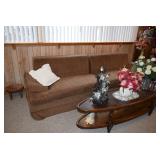 Vintage Sofa, Pillow, Coffee Table, & Decor