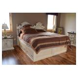 Bed, Frame, Comforter, & Pillows