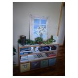 Shelving Unit, Art, Books, & Artificial Plant