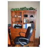 Shelving Unit, Desk Chair, Printer, & Decor