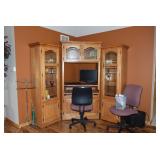 Shelving Unit, Desk, Chair, Computer, & Decor 