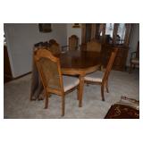 Dining Table, 6 Chairs, 2 Leafs, & China Cabinet