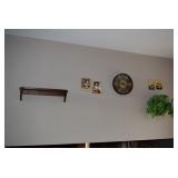 Wall Shelf, Clock, & Art