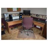 Desk, Computer, Printer, & Lamp