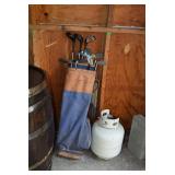 Golf Clubs in Bag & Propane Tank