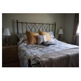 Bed, Head and Food Boards, Linens, Lamps, Side Tables