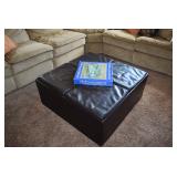 Leather Ottoman, Star Glass Chess Set