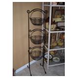 3-Tier Metal Basket Stand, Shelving Unit, Home Decor