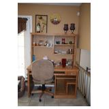 Desk W/Shelves, Office Chair, Home Decor