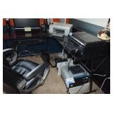 Desk, Chair, Printers, Computer