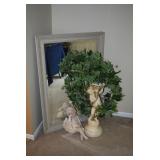 Statuary W/Greenery, Mirror
