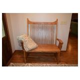 Wooden High Backed Bench, Throw