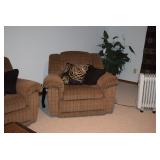 Side Chair, Pillows, Silk Plant, Portable Heater